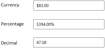 WinUI NumberBox with Currency, Percentage, and Decimal Formats