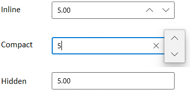 WinUI NumberBox with Different Up and Down Button Placement