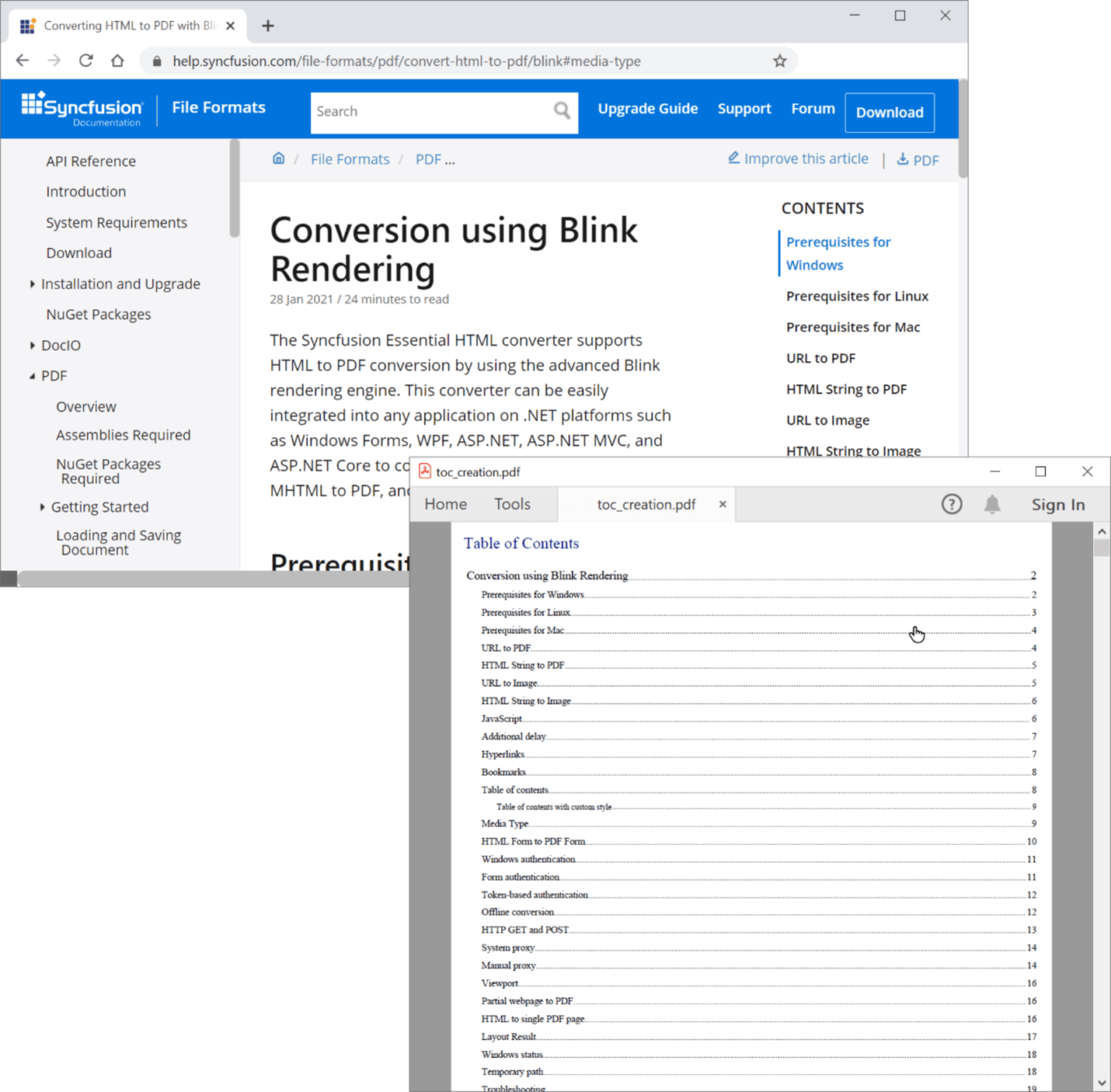 Creating a Table of Contents in HTML to PDF Conversion