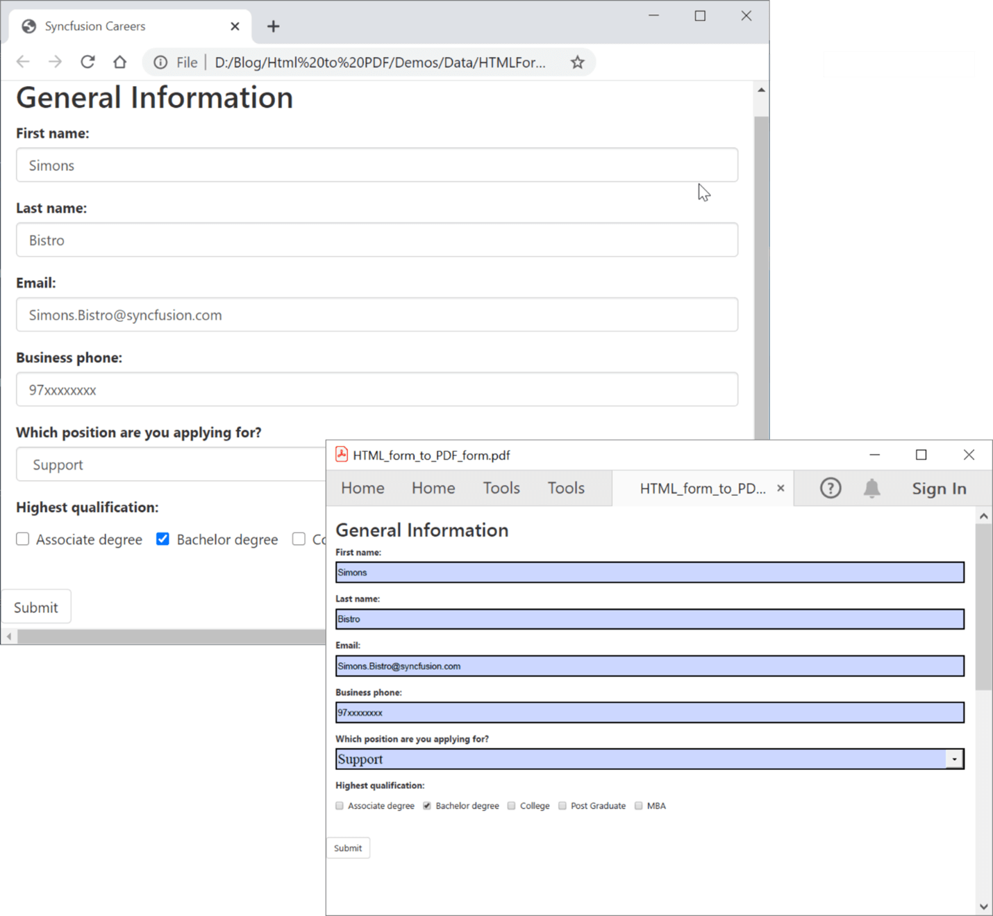 Converting HTML Forms to Fillable PDF Forms