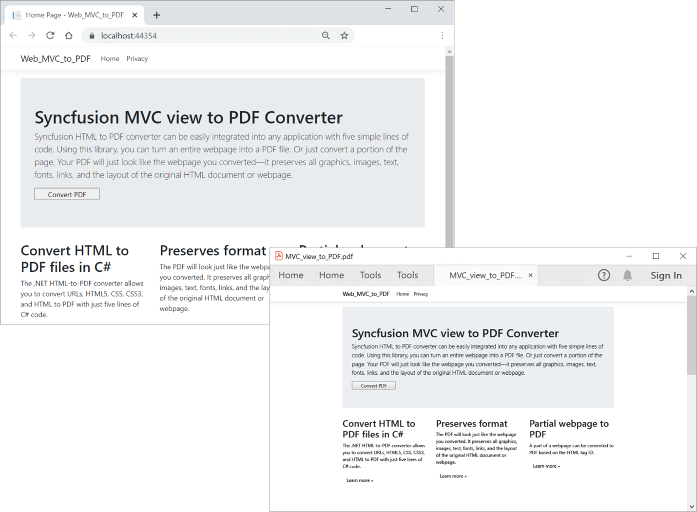 Converting an ASP.NET Core MVC View to PDF