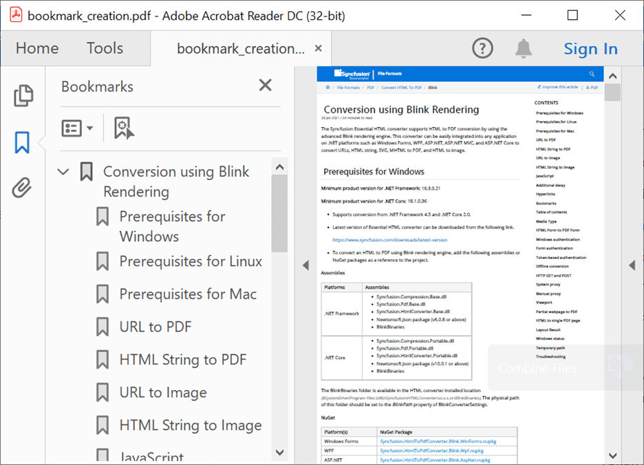 Creating Bookmark Hierarchy in a PDF