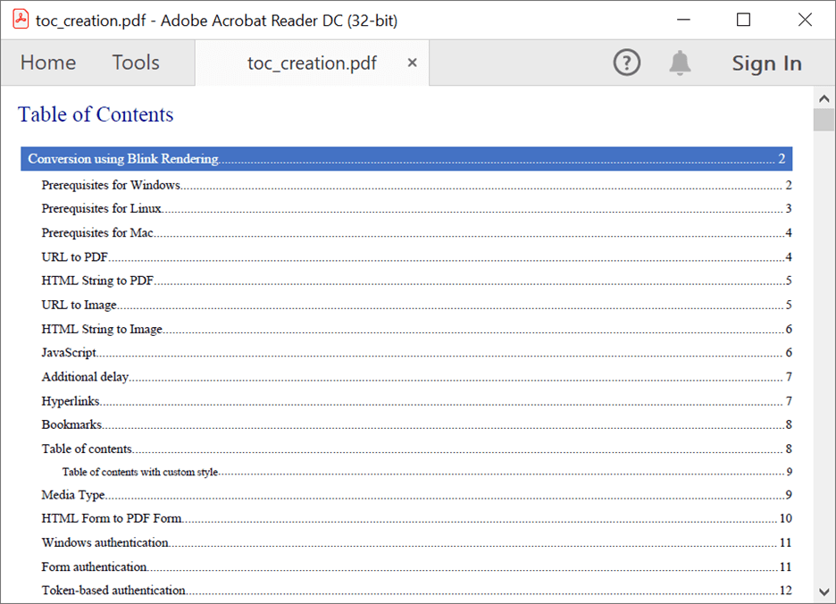 Customizing the Style of a Table Of Contents