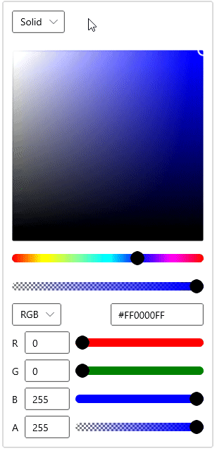 Switch among Solid, Linear and Radial Gradient Editors