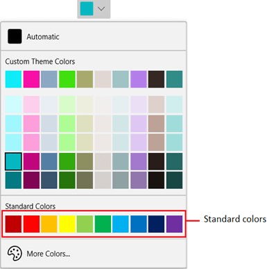 WinUI DropDown ColorPalette: Standard Colors