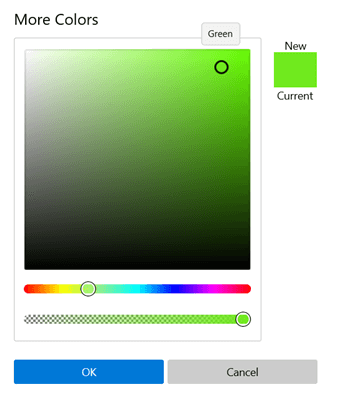 More Colors Editor Window In WinUI DropDown Color Palette
