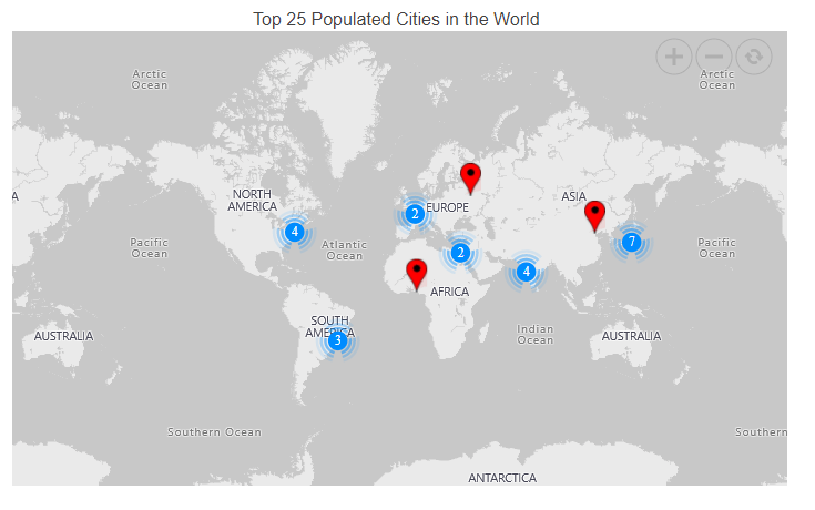 Visualizing Bing Maps in Blazor Maps