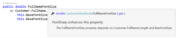 Code showing dependency of each property