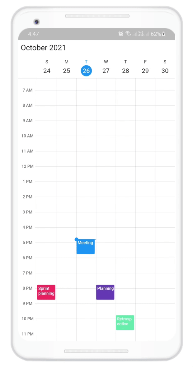Dragging and Dropping Appointments in Flutter Event Calendar