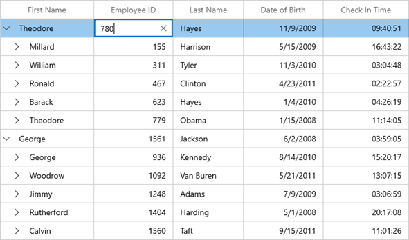 Edit Numbers Using NumberBox in WinUI TreeGrid