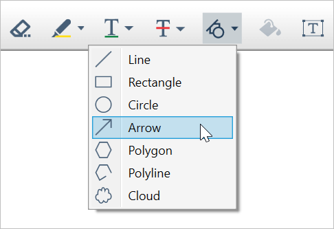 Selecting arrow from the toolbar