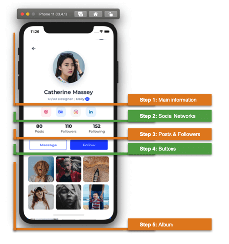 Social Profile UI in Xamarin.Forms