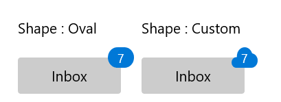 WinUI Badge Control with Predefined and Custom Shapes