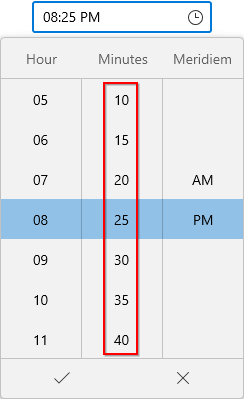 Applying Custom Time Interval in WinUI Time Picker