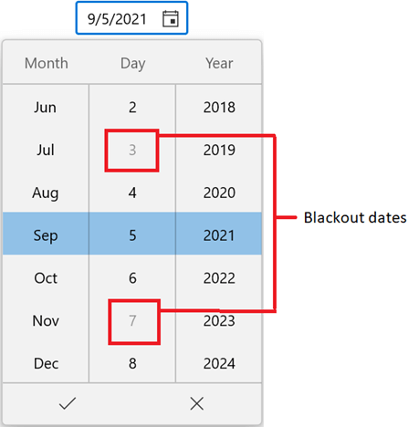 Assigning Blackout Dates in WinUI Date Picker