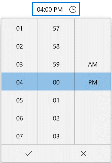 Hiding the Drop-Down Header in WinUI Time Picker
