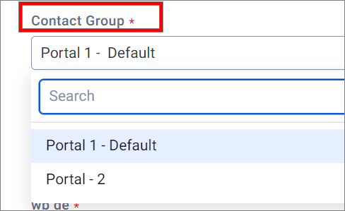 Use the Contact Group field to select the enterprise portal