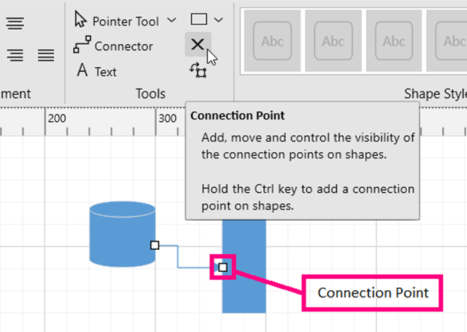 Connection Point Option in the WPF Diagram's Ribbon