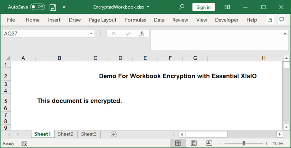 Opened Encrypted Workbook