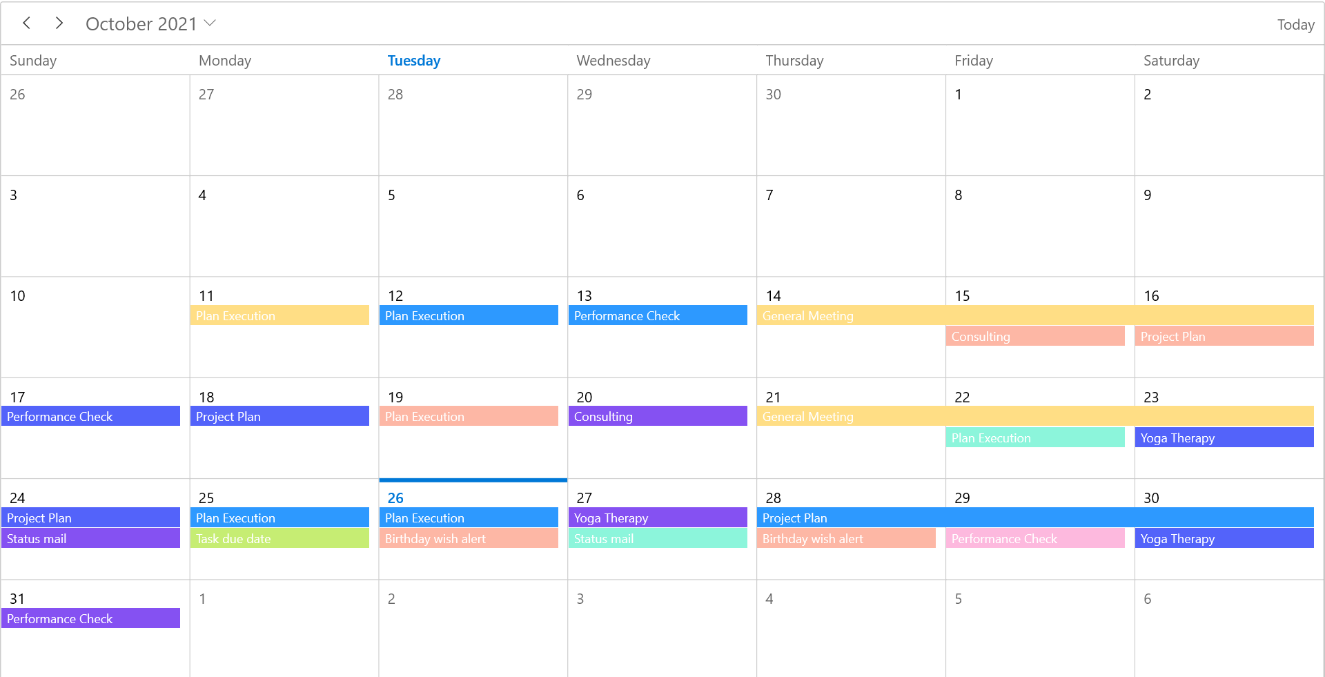 Month View in WinUI Scheduler