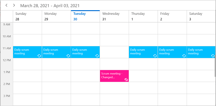 Recurring Events in WinUI Scheduler