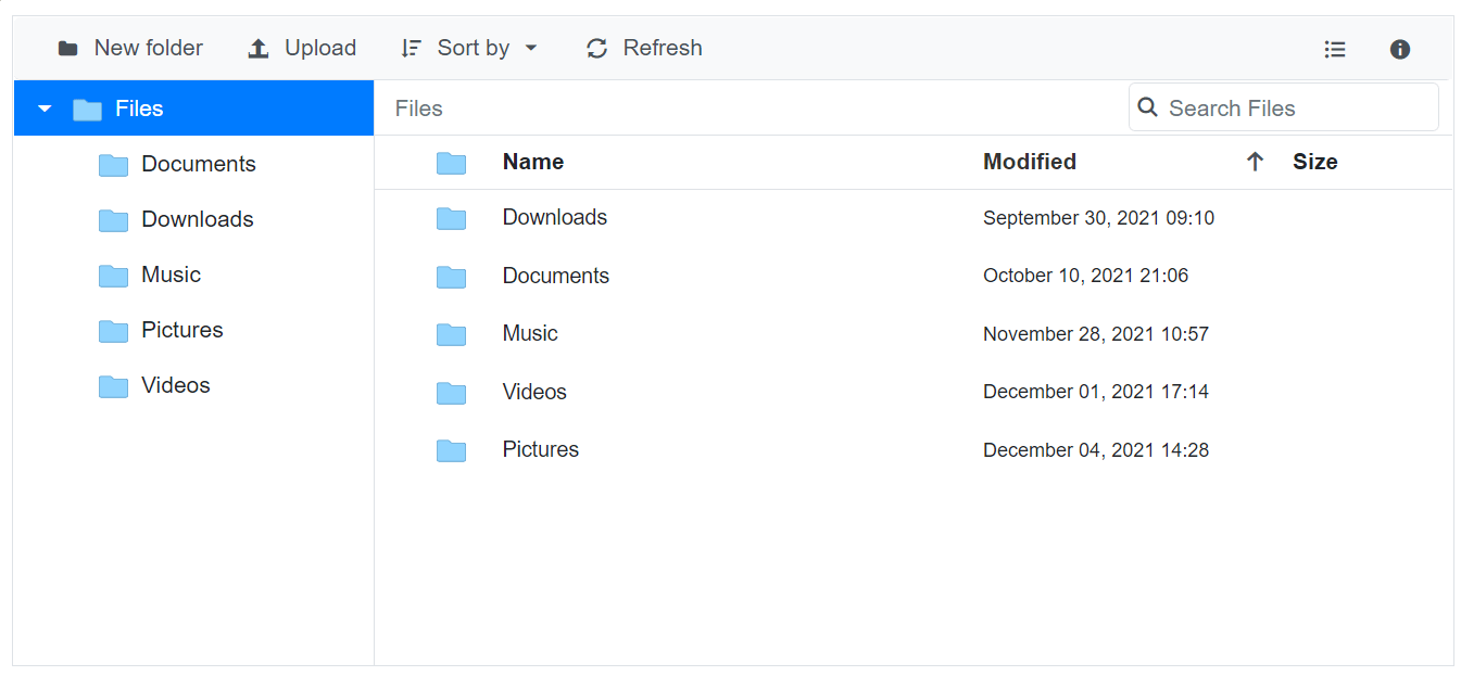 sort by feature in Blazor File Manager