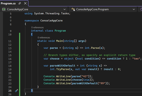 Natural type inference for lambda expressions in C# 10