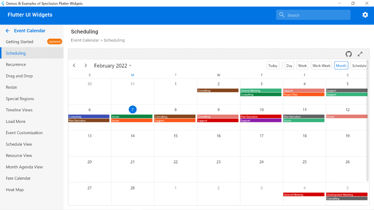 Calendar Demo in Windows