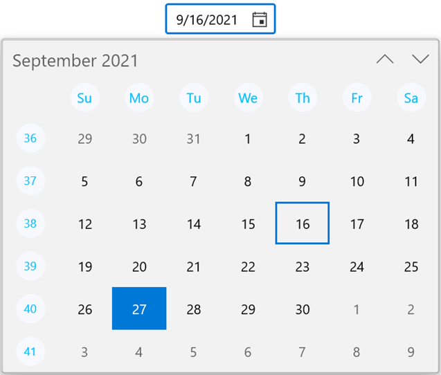 Customizing Weekday Name and Number Templates in WinUI Calendar Date Picker