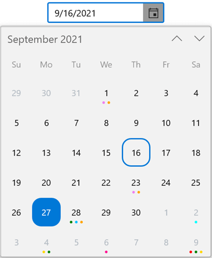 Customizing the Date Cells in WinUI Calendar Date Picker