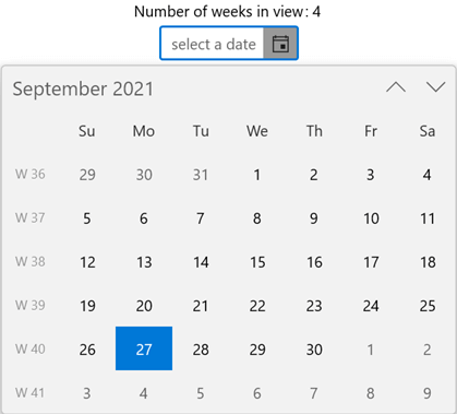 Customizing the Number of Weeks in View in WinUI Calendar Date Picker
