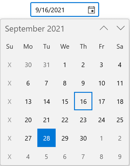 Dynamically Disabling a Specific Day in WinUI Calendar Date Picker