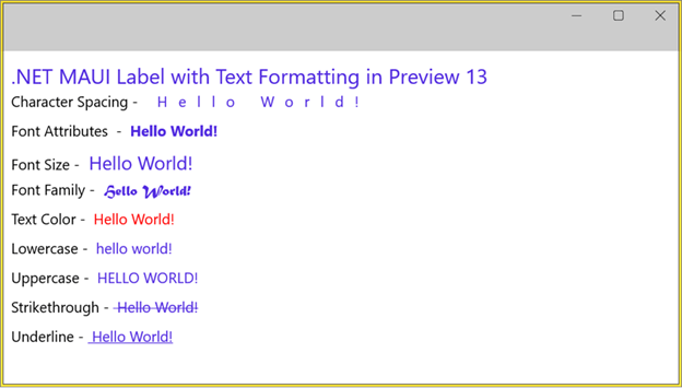Labels—Formatted Text in .NET MAUI Preview 13