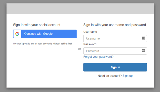 Option to login with Google account