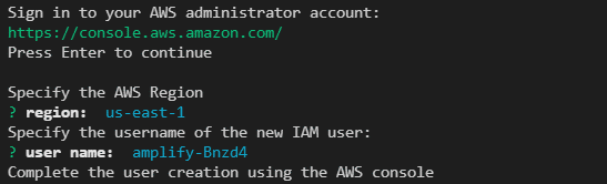 Providing region and username in the terminal