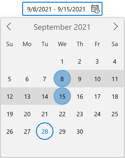 Selecting a Date Range in WinUI Calendar DateRange Picker