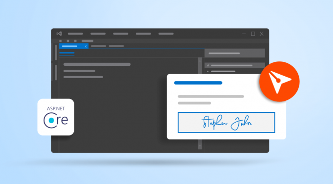 Banner image of eSignature APIs in ASP.NET core blog