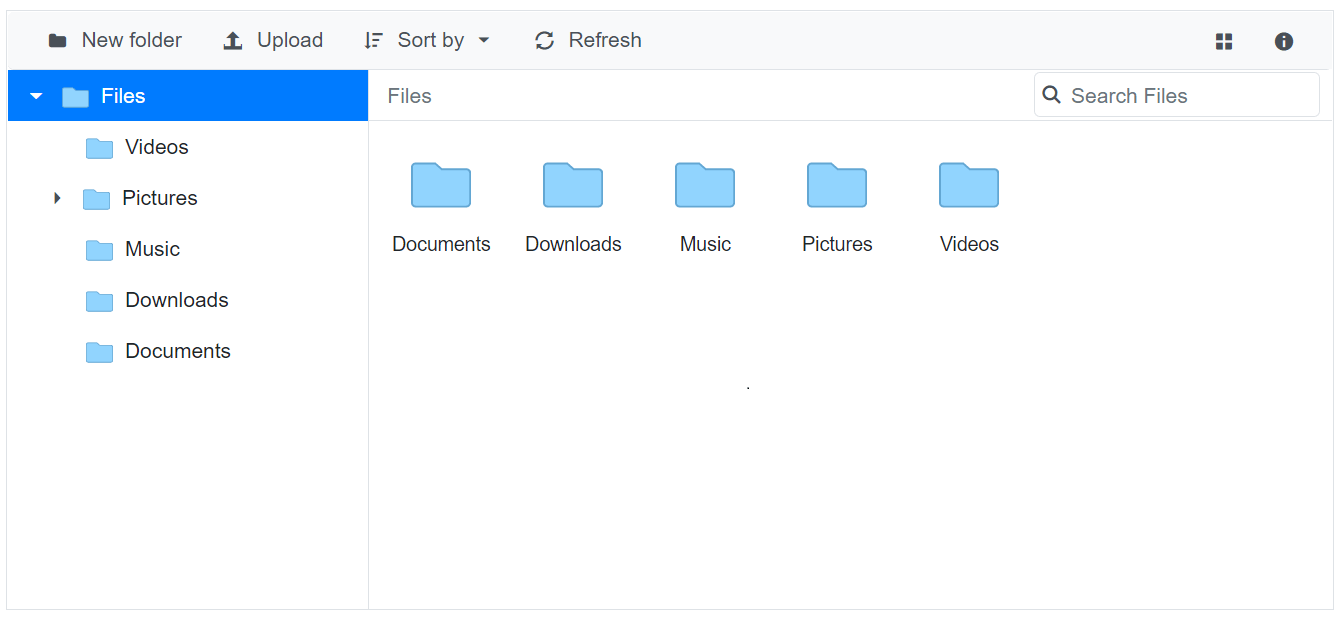 Sortable Navigation Pane in JavaScript File Manager