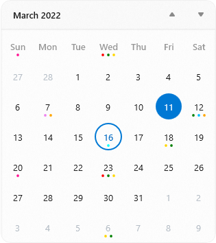 WinUI Calendar with Windows 11 Style