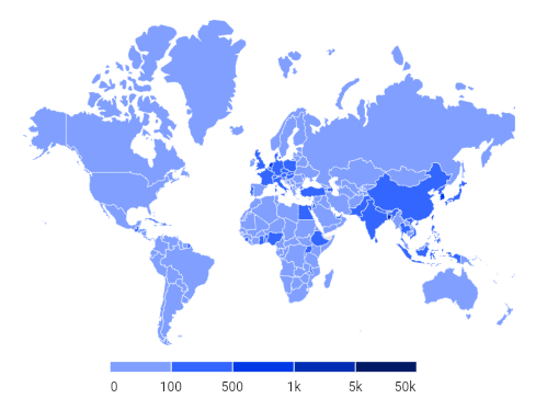 World Population Density -Range Color Mapping