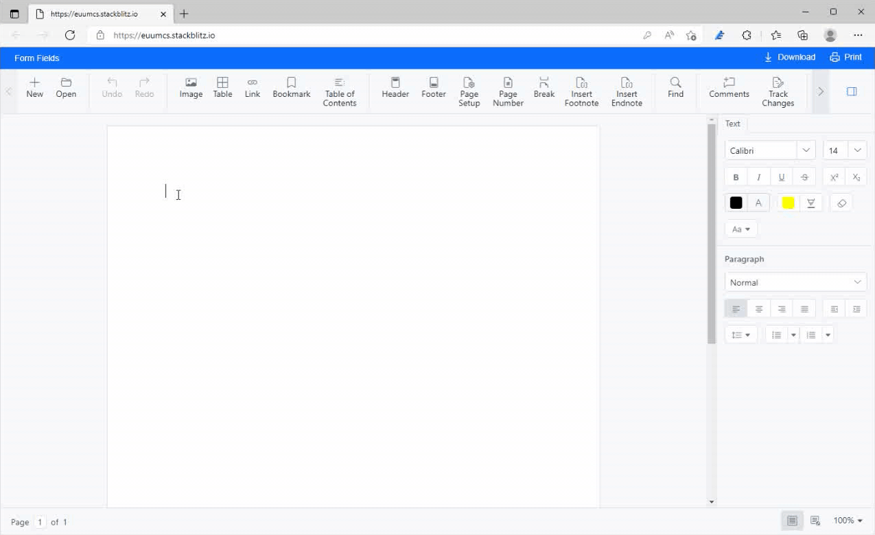 Creating a Fillable Form in JavaScript Word Processor