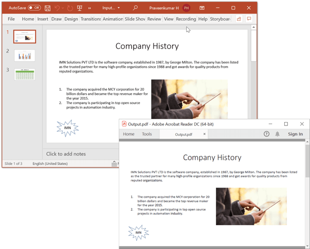 Creating a PDF from PowerPoint