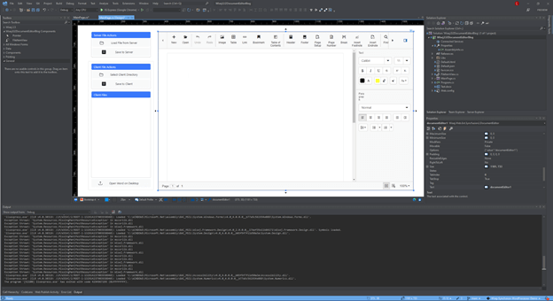 Design-Time Experience of JS 2 Word Processor in Wisej