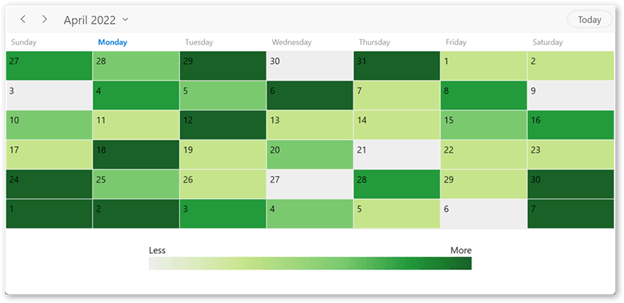 Designing a Heat Map Calendar using the WinUI Scheduler Control