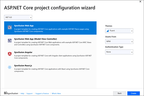 ASP.NET Core project configuration wizard