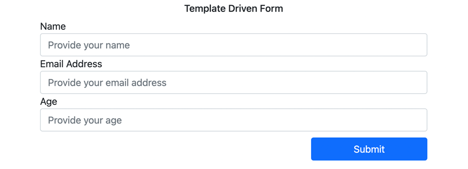 Expected output for initial form