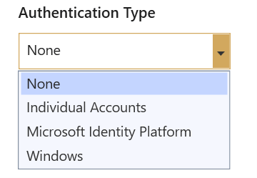 Select the required authentication type