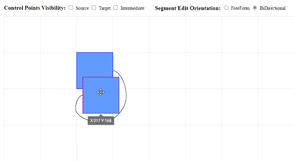 Bezier connector with multiple editing points in JavaScript Diagram control
