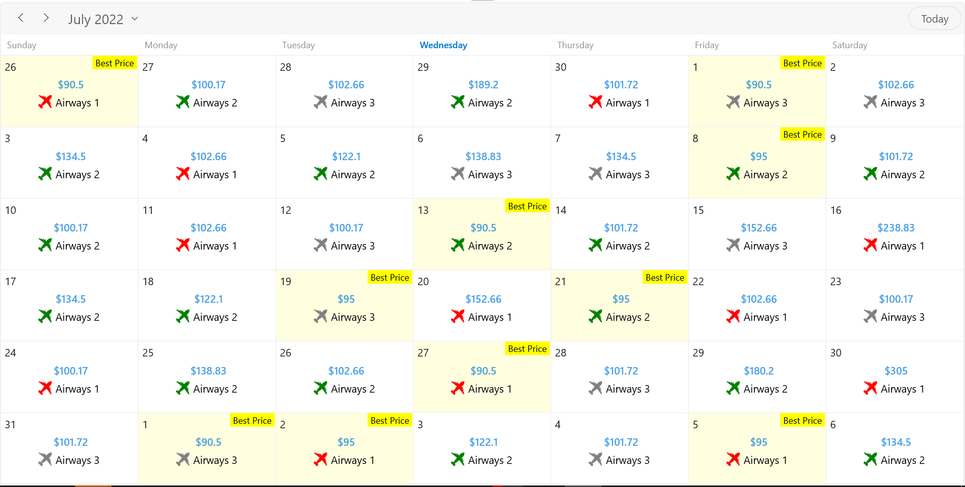 Designing a Lowest Airfare Calendar Using the WinUI Scheduler