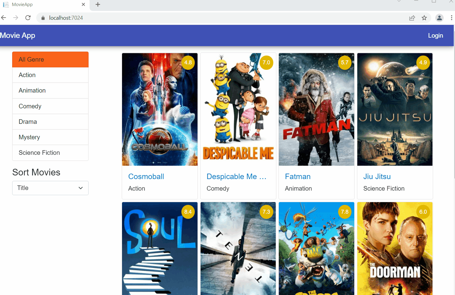 Launch the movie app and register a new user